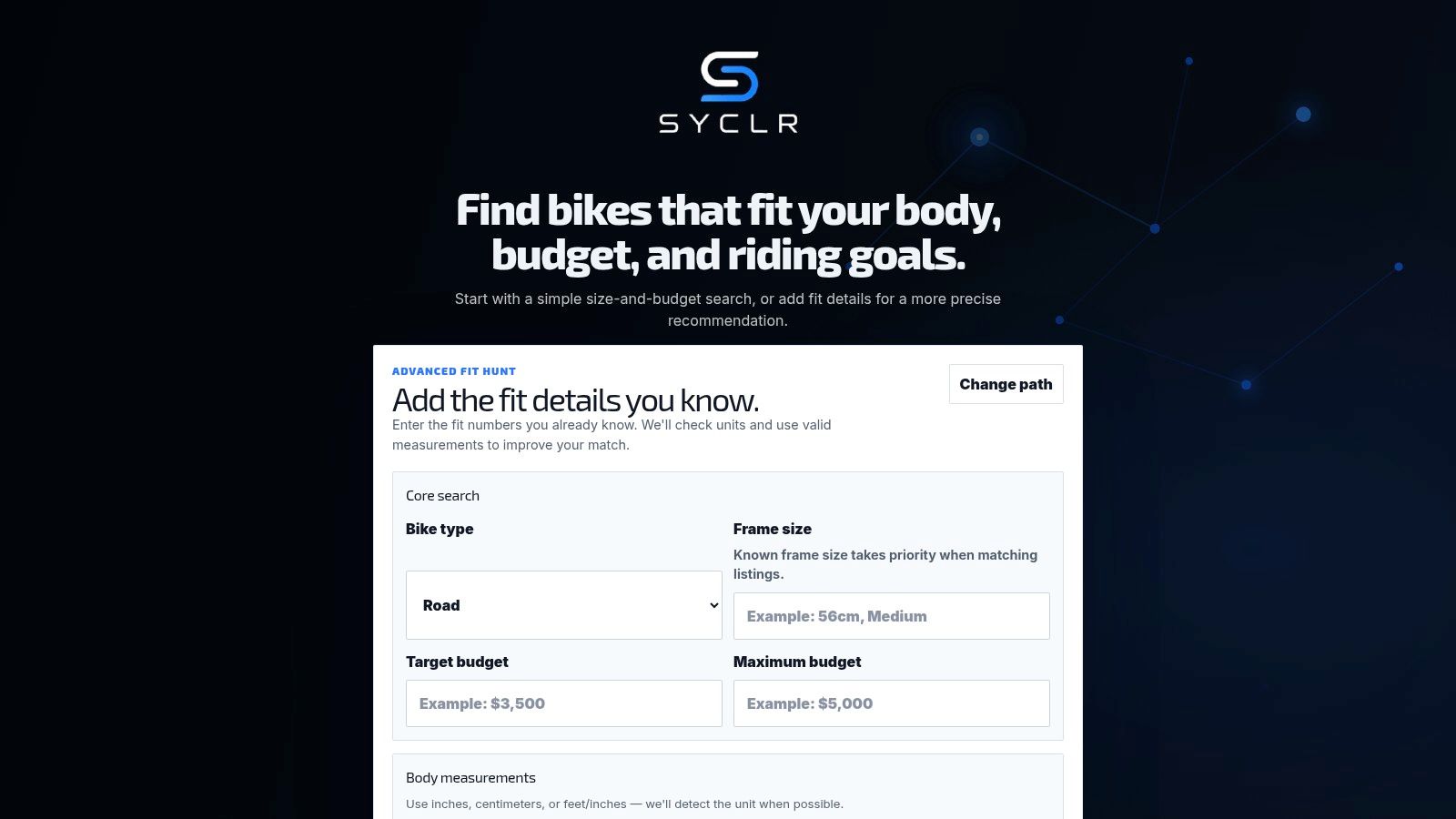 Screenshot from https://app.syclr.com/?entry=fitdetails