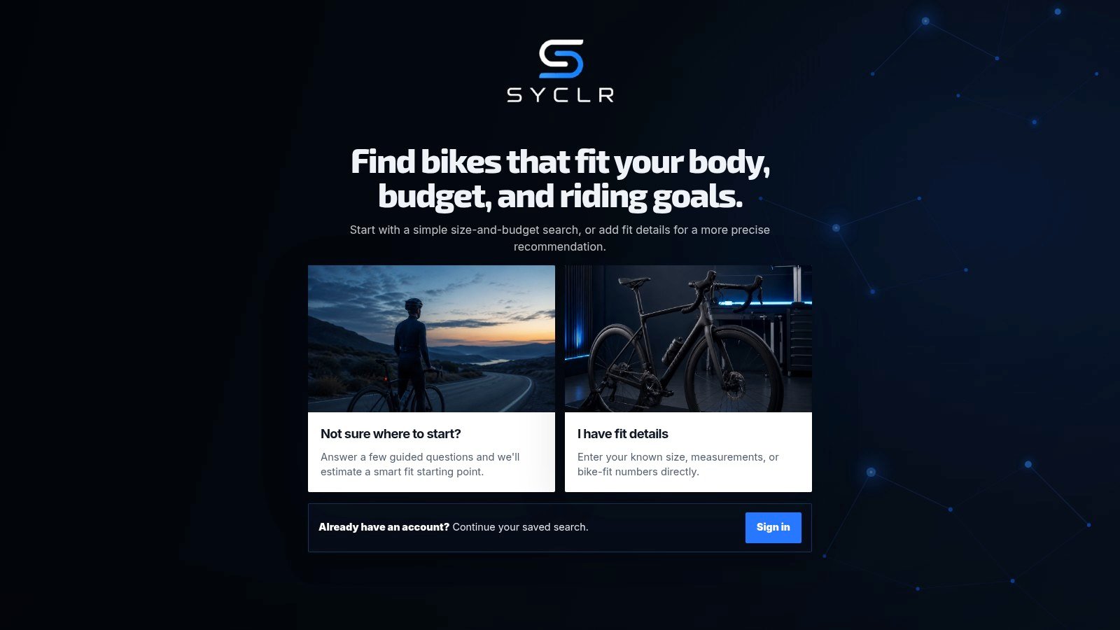 SYCLR app screenshot for comparing bike listings